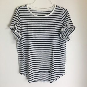 Striped Target Ruffle Sleeve Top
